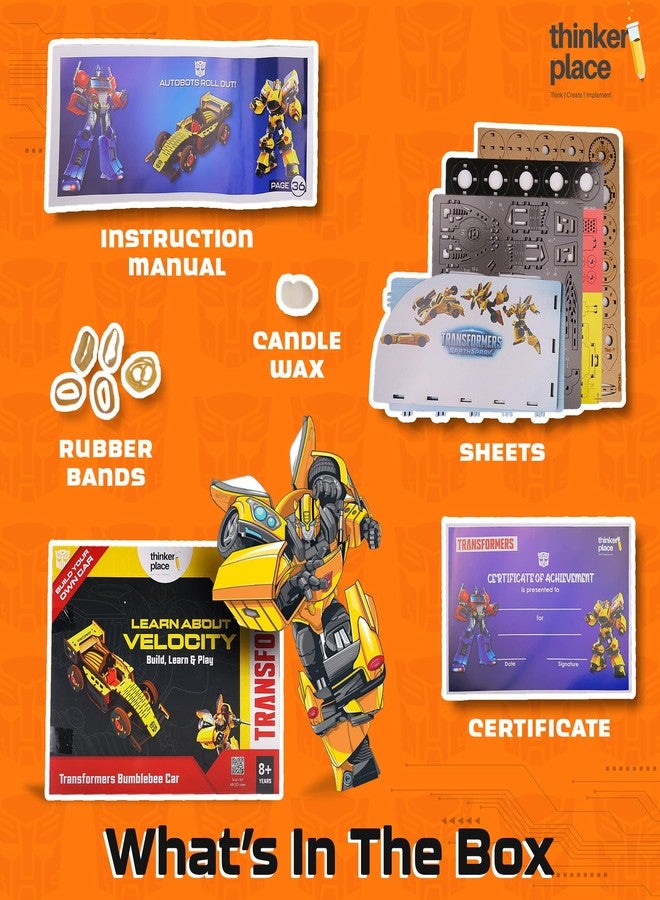 ThinkerPlace Transformers Bumblebee DIY Racing Car Kit | Educational Toy for Kids 8+ | Build, Learn & Play | Perfect Birthday & Return Gifts | STEM Toy | Rubber-Powered Mechanism - Image 4